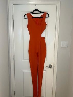 Sleeveless Cutout Jumpsuit in Vibrant Orange